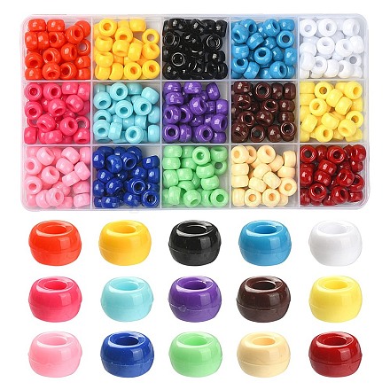 375 pièces de perles en plastique opaques de 15 couleurs KY-FS0001-15-1