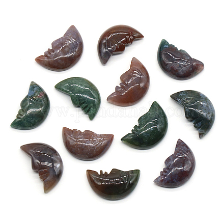 Carveing Face Crescent Moon Natural Indian Agate Display Decorations MATO-PW0001-015J-1