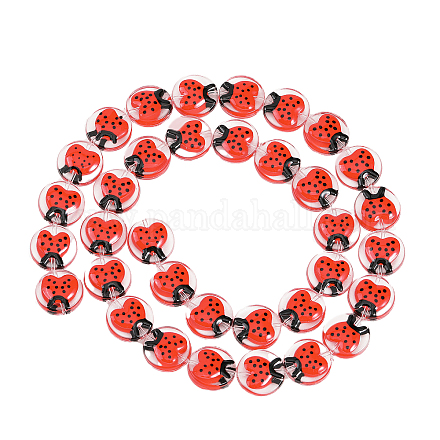 CHGCRAFT 35Pcs Acrylic Ladybug Beads Flat Round for Decoration DIY Jewelry Craft Making OACR-CA0001-20-1