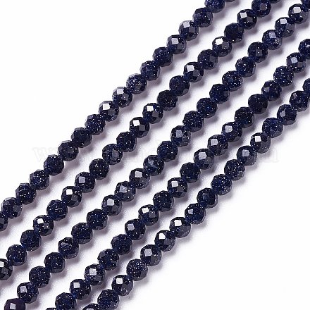 Chapelets de perles en pierre d'or bleue synthétique G-L581A-004A-1