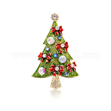 Weihnachtsbaum-Emaille-Anstecknadel mit Strass XMAS-PW0001-268-1