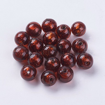 Perles vernissées de feuille en argent manuelles LAMP-J089-P01-1