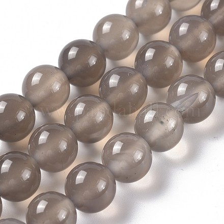 Gris agate brins de perles naturelles G-R193-12-8mm-1
