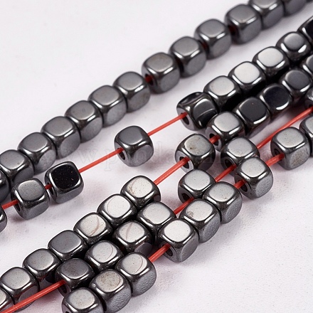 Non magnetici perle ematite sintetico fili G-J172-3x3mm-04-1