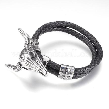 Braided Multi-strand Leather Cord Bracelets BJEW-F274-07AS-1
