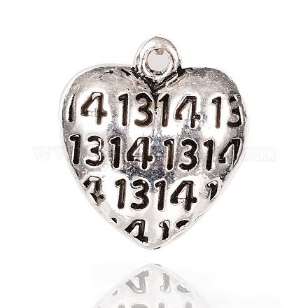 Pendentifs de cœur en alliage de style tibétain PALLOY-I115-25AS-1