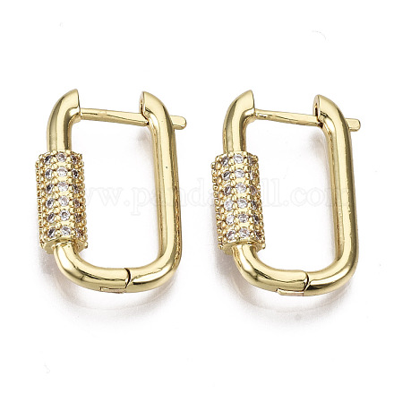 Серьги-кольца из латуни с микропаве из кубического циркония EJEW-T046-010B-NF-1