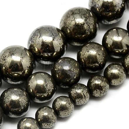 Natural Pyrite Beads Strands G-S265-03-8mm-1