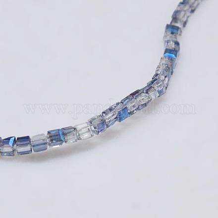 Faceted Cube Half Rainbow Plated Crystal Glass Beads Strands EGLA-F013-F02-1