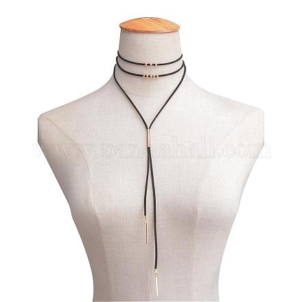 Leather Rope Lariat Necklaces NJEW-N0059-037D-1