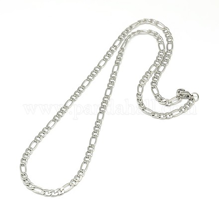 304 Stainless Steel Figaro Chain Necklace Making X-STAS-A028-N025P-1