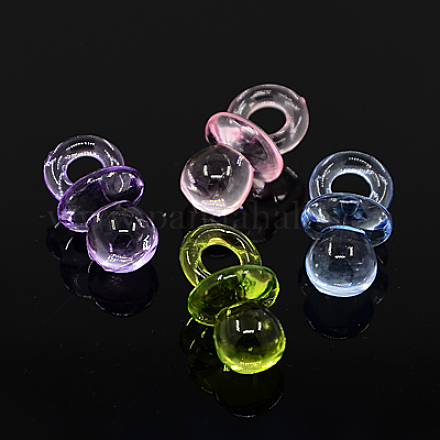Mixed Color Baby Pacifier Shaped Transparent Acrylic Pendants X-TACR-I001-01-1