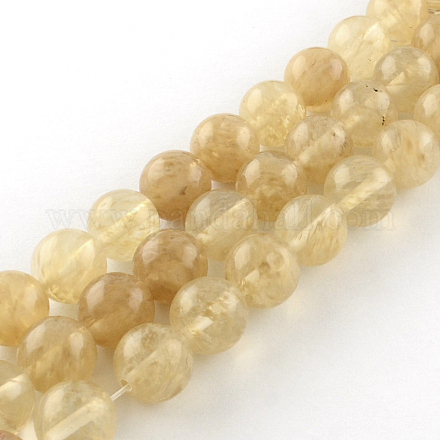 Brins de perles rondes en verre de pierre de pastèque de café G-R342-10mm-18-1