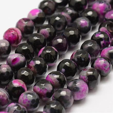 Faceted Natural Fire Crackle Agate Beads Strands G-F447-8mm-A10-1