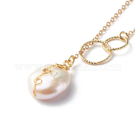 Collier pendentif perle baroque naturelle NJEW-JN03599-01-1