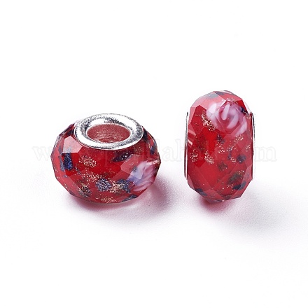 Abalorios europeos de cristal hecho a mano de cristal de murano FOIL-E016-01-1