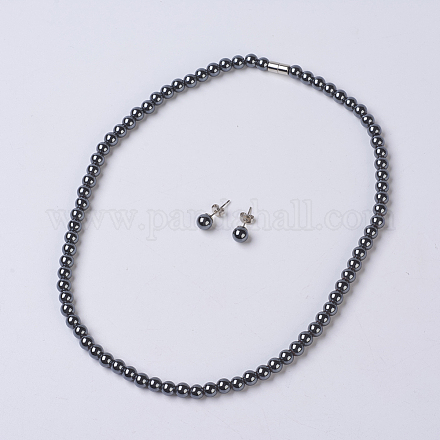 Non-Magnetic Synthetic Hematite Jewelry Sets SJEW-JS00970-1