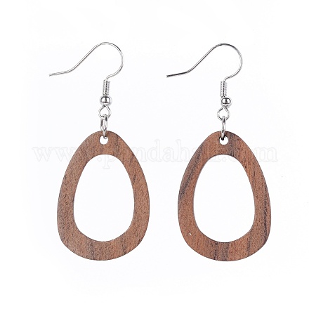 Wood Dangle Earrings EJEW-JE04009-01-1