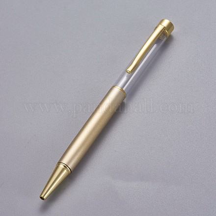 創造的な空のチューブボールペン  内側に黒のインクペンを詰め替えます  DIYキラキラエポキシ樹脂クリスタルボールペンハーバリウムペン作り用  ゴールドカラー  ゴールド  140x10mm X-AJEW-L076-A35-1