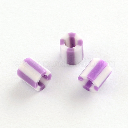 PEDIYメルトビーズヒューズビーズ詰め替え  コラム  紫色のメディア  5x5mm  穴：3mm X-DIY-R037-10-1