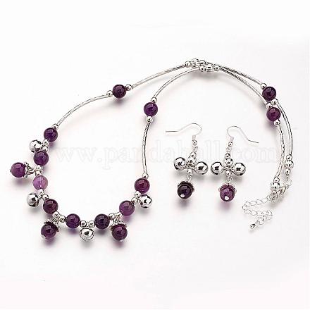 Fashion Amethyst Jewelry Sets SJEW-JS00890-05-1