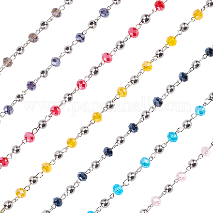 Olycraft Glass Rondelle Beads Chains for Necklaces Bracelets Making AJEW-OC0001-80-1