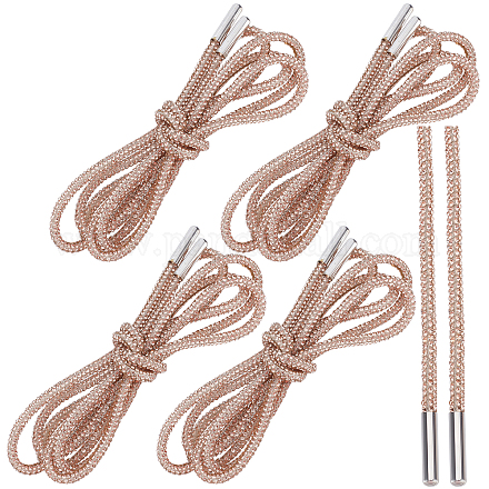 GORGECRAFT 4Pcs 1.2M Crystal Rhinestone Shoe Laces Glitter Rope Bling Bling Shiny Round Shoelaces Drawstring Cords Replacement Hoodie String Rope For Sneakers Sweatpants DIY-WH0268-12C-1