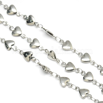 Stainless Steel Decorative Heart Link Chains STAS-M032-31P-1