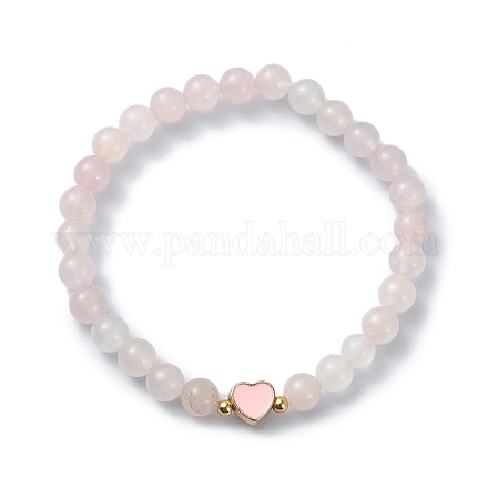Natürliche runde Perlen-Stretch-Armbänder aus Rosenquarz BJEW-JB09881-06-1