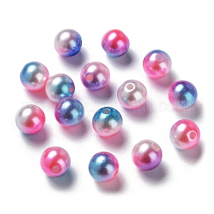 Perles en plastique imitation perles arc-en-abs OACR-Q174-6mm-14-1