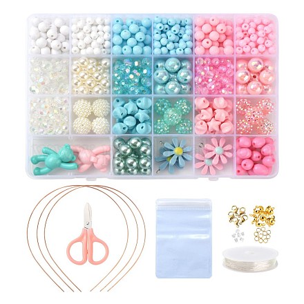 Kit de fabrication de bijoux pour enfants avec perles et pendentifs colorés bricolage DIY-LS0004-07-1