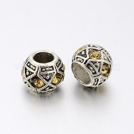 Antique Silver Plated Alloy Rhinestone European Beads CPDL-J031-14AS-1