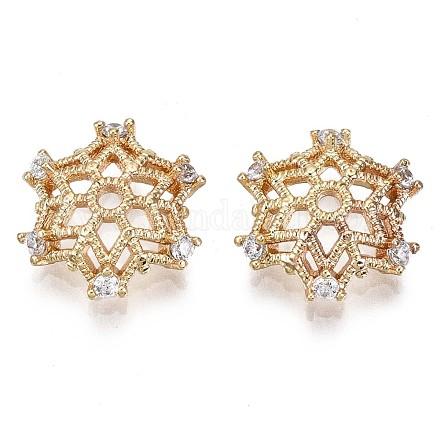 Laiton micro pavé de perles de zircone cubique claires KK-T056-34G-NF-1