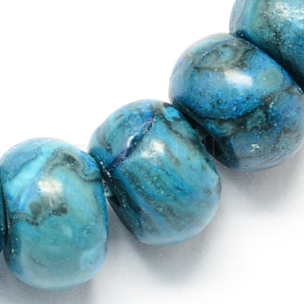 Fili sintetici tinti di perline rondelle in pietra di diaspro onda blu X-G-S105-8mm-23-1