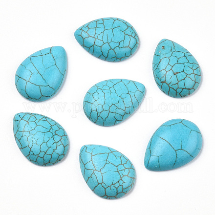 Craft Findings Dyed Synthetic Turquoise Gemstone Flat Back Teardrop Cabochons TURQ-S270-18x25mm-01-1