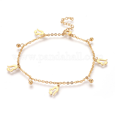 Bracelets de cheville en 304 acier inoxydable avec pendentif AJEW-O028-02G-1