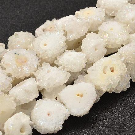 Electroplated Natural Druzy Agate Beads Strands G-E331-19G-1
