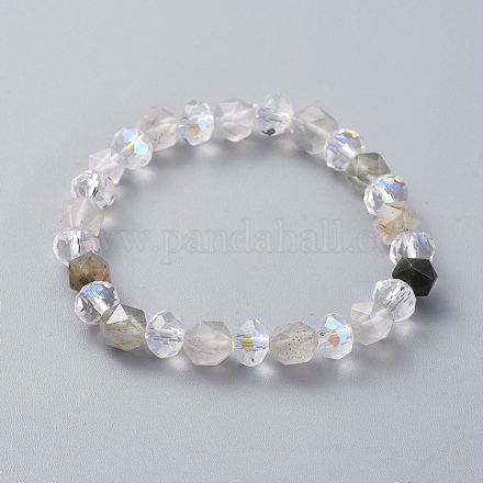 Natural Cloudy Quartz Gemstone Stretch Bracelets BJEW-JB05024-02-1