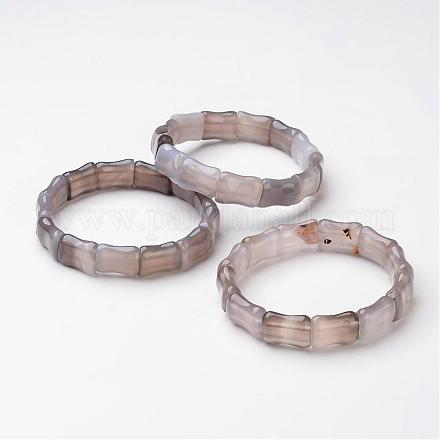 Natürlichen grauen Achat Stretch-Armbänder BJEW-G493-03-1