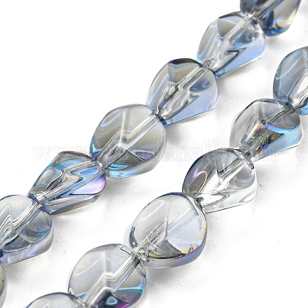 Fili di perle di vetro trasparente placcato completamente arcobaleno EGLA-G037-04A-FR01-1