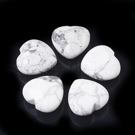 Natural Howlite Heart Palm Stone X-G-S295-08C-1
