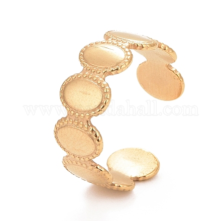 Ионное покрытие (ip) 304 овальное кольцо из нержавеющей стали с открытой манжетой для женщин RJEW-C025-05G-1