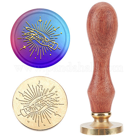 1PC Brass Sealing Wax Seal Stamp Removable Wood Handle Sun Retro 25mm for  Envelopes