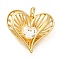Brass Micro Pave Cubic Zirconia Pendants, Hollow Heart Charms, Real 18K Gold Plated, 30x29x7.5mm, Hole: 4x6.5mm