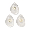Natural Quartz Crystal Pendants, Rock Crystal Faceted Teardrop Charms with Golden Tone Brass Micro Pave Clear Cubic Zirconia Findings, Golden, 18x13x6.5~7mm, Hole: 1mm