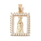 Brass Cubic Zirconia Pendants, Long-Lasting Plated, Rectangle with Holy Virgin Charms, Golden, 20x15x2.5mm, Hole: 5x2.5mm