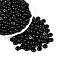 Opaque Colours Glass Seed Beads, Rondelle, Round Hole, Black, 8~8.5x4.5~5mm, Hole: 1.2~1.8mm, about 957pcs/pound