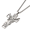 Non-Tarnish Cross Pendant Necklaces, 201 Stainless Steel Box Chaiin Necklaces, Stainless Steel Color, 23.82 inch(60.5cm)