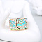 Tree Pattern Alloy with Rhinestone Enamel Finger Rings, Golden, 15mm,US Size 7(17.3mm)