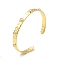 Rack Plating Brass Flat Round Hammered Open Cuff Bangle for Women, Lead Free & Cadium Free, Real 18K Gold Plated, Inner Diameter:  2-1/2x2 inch(6.5x5.2cm)